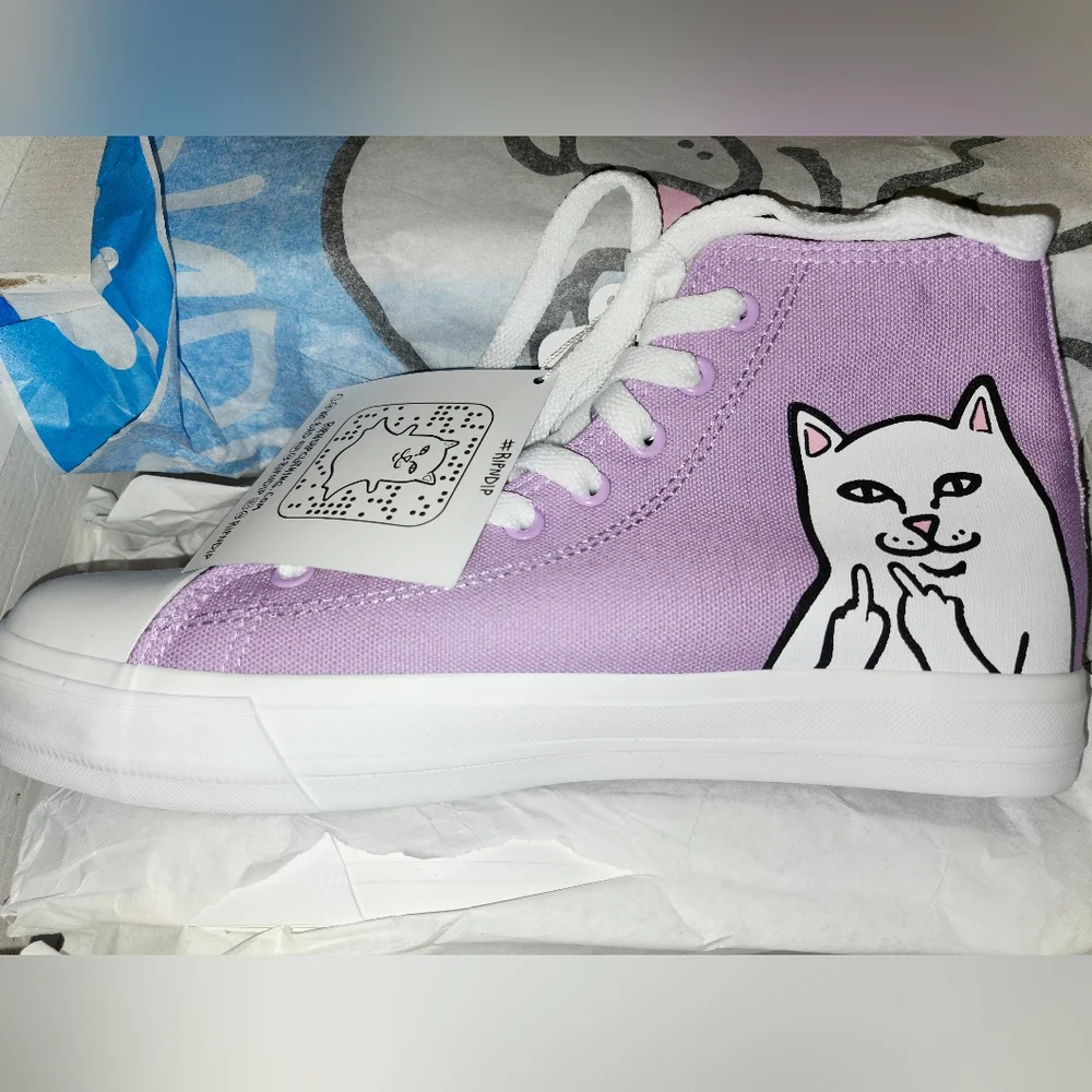 NIB NEW Rip n dip Lord Nermal Lavender Canvas High Top Sneakers Unisex 10 M